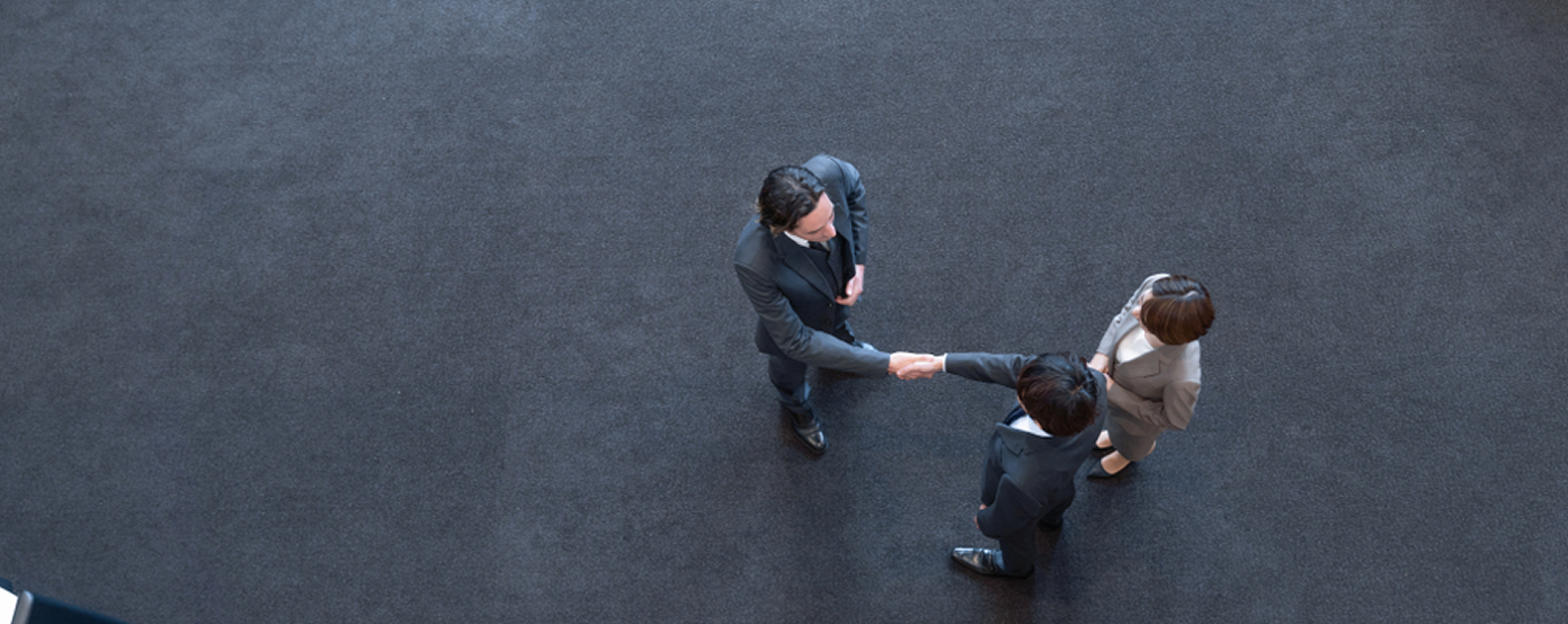 Business meeting view from above
